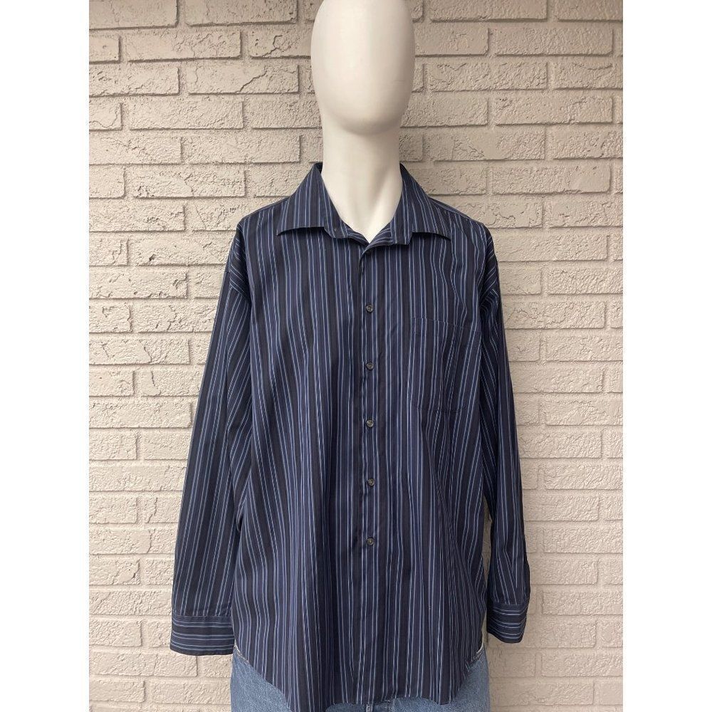 Pronto Uomo Non-Iron Striped Long Sleeve Shirt Size 2X